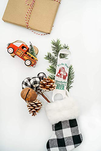 Stocking Stuffer for Men Christmas Beer Bottle Opener Santa Can Cooler Set White Elephant Gift Idea (Bottle Opener)