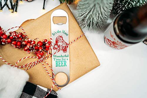 Stocking Stuffer for Men Christmas Beer Bottle Opener Santa Can Cooler Set White Elephant Gift Idea (Bottle Opener)