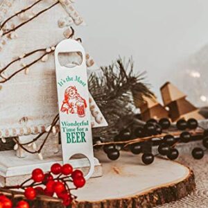 Stocking Stuffer for Men Christmas Beer Bottle Opener Santa Can Cooler Set White Elephant Gift Idea (Bottle Opener)