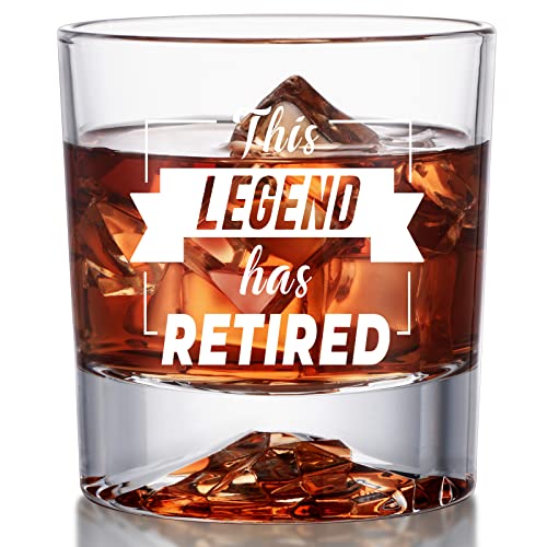 Retirement Gifts for Men Dad, The Legend Has Retired Whiskey Glass, Funny Gag Gift for Christmas, Happy Retired Gifts for Him, Husband, Coworkers, Bourbon Scotch Gift Ideas, Unique Stocking Stuffers