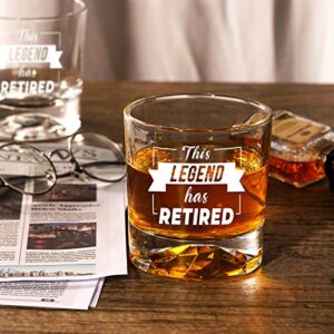 Retirement Gifts for Men Dad, The Legend Has Retired Whiskey Glass, Funny Gag Gift for Christmas, Happy Retired Gifts for Him, Husband, Coworkers, Bourbon Scotch Gift Ideas, Unique Stocking Stuffers