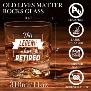 Retirement Gifts for Men Dad, The Legend Has Retired Whiskey Glass, Funny Gag Gift for Christmas, Happy Retired Gifts for Him, Husband, Coworkers, Bourbon Scotch Gift Ideas, Unique Stocking Stuffers