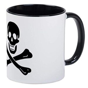 jolly roger pirate mug – ceramic 11oz ringer coffee/tea cup gift stocking stuffer