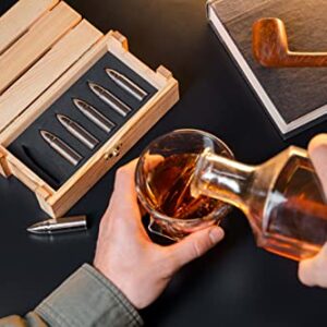 Wooden Crate Set of 6 Whiskey Stones, Reusable Ice Cubes, Gifts for Christmas Stocking Stuffers, for Men Dad, Unique Ideas for Birthday for Boyfriend Him Cool Gadgets for Husband Brother Anniversary