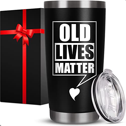 OOPERAY Gifts for Men Women, Old Lives Matter Tumbler 20oz, Christmas Stocking Stuffers for Him Her,Birthday Gifts for Grandma Grandpa, Funny Retirement Gifts for Dad Mom, Novelty Gifts for Elderly