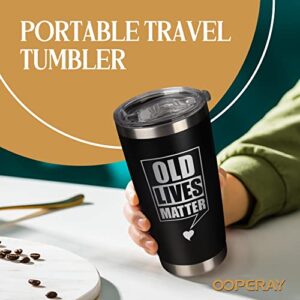 OOPERAY Gifts for Men Women, Old Lives Matter Tumbler 20oz, Christmas Stocking Stuffers for Him Her,Birthday Gifts for Grandma Grandpa, Funny Retirement Gifts for Dad Mom, Novelty Gifts for Elderly