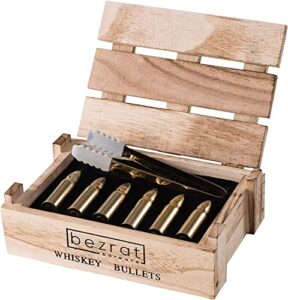 whisksey stones gift set – set of 6 gold chilling stones – rocks ice cubes – beautiful military wooden gift box for men, christmas stocking stuffers for dad