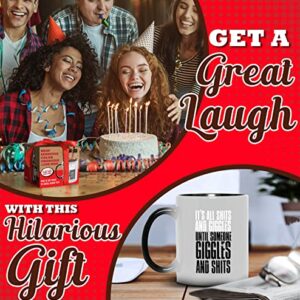 GR8AM Text Revealing Tea Cup 12oz - It's All Shits and Gigles - Funny Coffee Mug for Men & Cute Coffee Cups for Women. Best Big Coffee Cups for Stocking Stuffers or Cute Gifts for Women