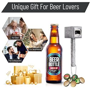 Bottle Opener - Lmaytech Upgraded Beer Opener Beer Bottle Opener with Magnet, Beer Gifts for Men, Husband, Dad, Boyfriend (Silver, 2Pack)