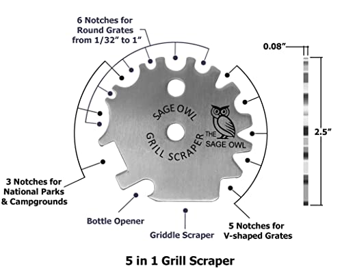 Standard Brass Grill Scraper with Handle, and an Additional 2 Universal Grill Scrapers (1 Stainless Steel and 1 Brass) Combo - Mens Stocking Stuffer