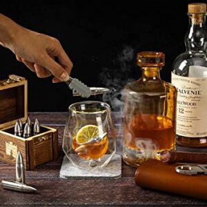 Whiskey Bullet Stones with Wooden Gift Set Box, Stainless Steel Whisky Rocks, Reusable ice Cube Metal Ice, Gifts for Men Dad, whiskey gifts for men , Father's Day Stocking Stuffer,