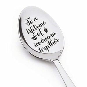 weefair ice cream – engraved spoon gift for husband, wife | him, her birthday anniversary christmas stocking stuffer lovers dessert -7 inches, silver, wfr_life-ice21
