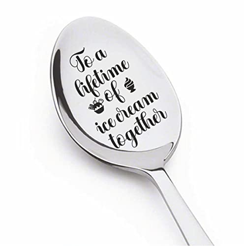 Weefair Ice Cream - Engraved Spoon Gift for Husband, Wife | Him, Her Birthday Anniversary Christmas Stocking Stuffer Lovers Dessert -7 Inches, Silver, WFR_LIFE-ICE21