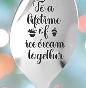 Weefair Ice Cream - Engraved Spoon Gift for Husband, Wife | Him, Her Birthday Anniversary Christmas Stocking Stuffer Lovers Dessert -7 Inches, Silver, WFR_LIFE-ICE21