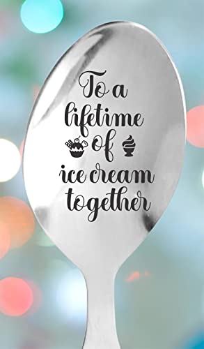 Weefair Ice Cream - Engraved Spoon Gift for Husband, Wife | Him, Her Birthday Anniversary Christmas Stocking Stuffer Lovers Dessert -7 Inches, Silver, WFR_LIFE-ICE21