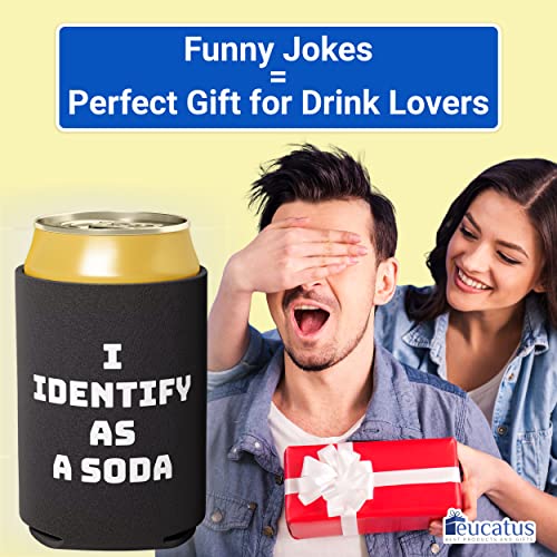 Foldable, Waterproof Soda Can Cover 3 Pack, I Identify As Soda, Shut Up Liver You're Fine, Might Be Soda. Funny Coolie Gag Gift For Men. Ideal Stocking Stuffer, White Elephant Or Party Favor