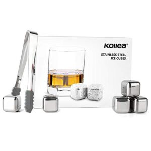 whiskey stones, kollea 8 pack stainless steel whiskey chilling rocks, reusable ice cube for drinking, mens stocking stuffers for christmas
