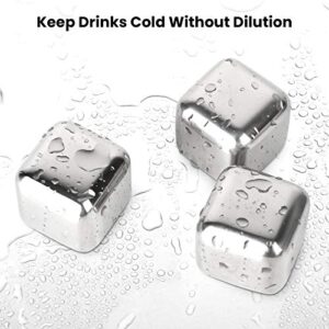 Whiskey Stones, Kollea 8 Pack Stainless Steel Whiskey Chilling Rocks, Reusable Ice Cube for Drinking, Mens Stocking Stuffers for Christmas