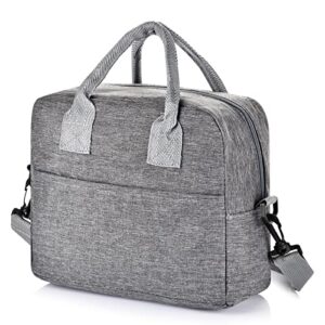 lunch bag for women, stocking stuffers,insulated lunch box bag for men,lunch bag with shoulder strap, lunch tote bag for women,thermos lunch bag，simple modern lunch bag，cooler lunch bag(grey)