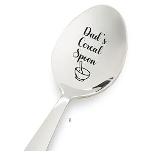 weefair gift for fathers day cereal lover dad spoon | dads engraved grandfather father in law birthday anniversary christmas stocking stuffer stainless steel silverware size 7 inch, silver