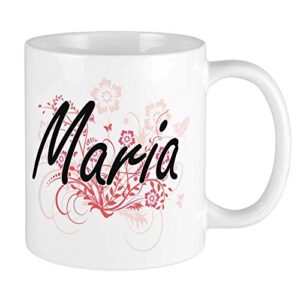 maria artistic name design with flowers mug ceramic 11oz coffee/tea cup gift stocking stuffer