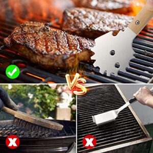 BBQ Grill Scraper Gifts for Men, Wooden Handle Grate Cleaning Tool, Safe Barbecue Grill Scraper Bristle Free, BBQ Gifts for Dad Husband Boyfriend, Stocking Stuffers for Men