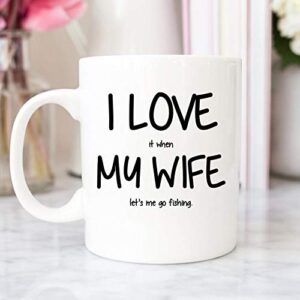 micha – i love it when my wife let’s me go fishing mug fishing gifts funny fishing mug fishing fisherman gifts coffee mug gifts for him stocking stuffer for men fishing mugs