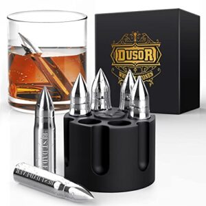 whiskey gifts for men, reusable whiskey stones, mens gifts for dad, 6pc stainless steel ice cubes, cool gadgets for husband grandpa brother, unique birthday gifts for men who have everything