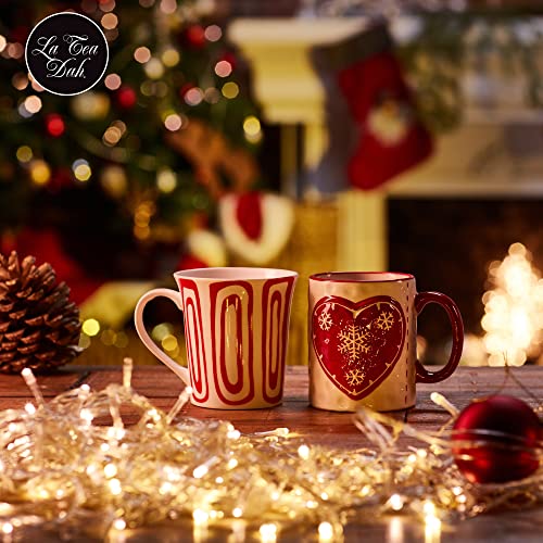 Christmas Tea Gift Set by La Tea Dah | Two Adorable Santa Tea Tins with Fancy Tea & Two Honey Stirrers | Novelty Holiday Stocking Stuffers for Adults | Secret Santa Gifts for Women & Men