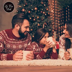 Christmas Tea Gift Set by La Tea Dah | Two Adorable Santa Tea Tins with Fancy Tea & Two Honey Stirrers | Novelty Holiday Stocking Stuffers for Adults | Secret Santa Gifts for Women & Men