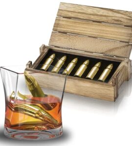 metal whiskey stones – valentines day gift for him | 6 steel whiskey rocks | metal ice cubes to chill bourbon, scotch in your whisky glass – cool whiskey gifts for men, boyfriend valentines day gift