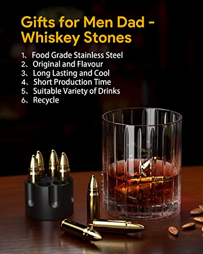 Gifts for Men Dad, Whiskey Stones Valentines Day Father Day Unique Anniversary Birthday Ideas Gift, Boyfriend Husband Grandpa Stainless Steel Ice Cubes, Christmas Stocking Stuffers, Cool Funny Gadgets