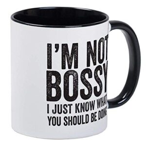 i’m not bossy i just know what you should be doing – ceramic 11oz ringer coffee/tea cup gift stocking stuffer