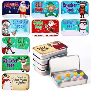 10 pieces christmas mint tins candy poop mint tins gift funny candy metal box stocking stuffers for adults kids teen (vivid style)
