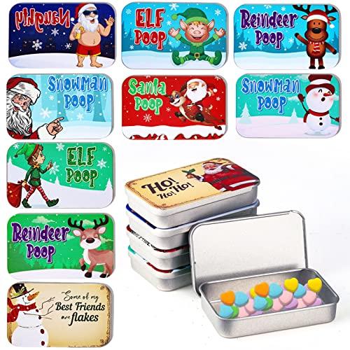 10 Pieces Christmas Mint Tins Candy Poop Mint Tins Gift Funny Candy Metal Box Stocking Stuffers for Adults Kids Teen (Vivid Style)