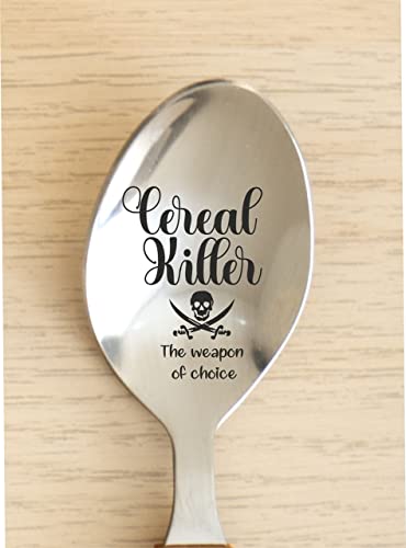 Funny Gift | Cereal Killer The Weapon Of Choice Engraved Spoon Gift For Birthday | Anniversary | Christmas Stocking Stuffer | Stainless Steel 7 inches Engraved Teaspoon | Gifts under $20