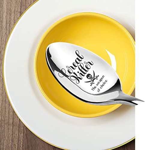 Funny Gift | Cereal Killer The Weapon Of Choice Engraved Spoon Gift For Birthday | Anniversary | Christmas Stocking Stuffer | Stainless Steel 7 inches Engraved Teaspoon | Gifts under $20