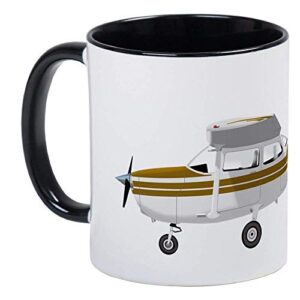 cessna 172 skyhawk brown mug – ceramic 11oz ringer coffee/tea cup gift stocking stuffer
