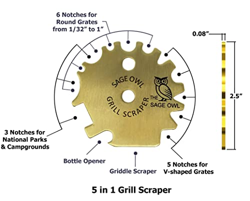 Sage Owl BBQ Grill Scraper Tool - Men Stocking Stuffers for Christmas - Dishwasher Safe Bristle Free BBQ Grill Brush Alternative - BBQ Gifts for Men Who Have Everything