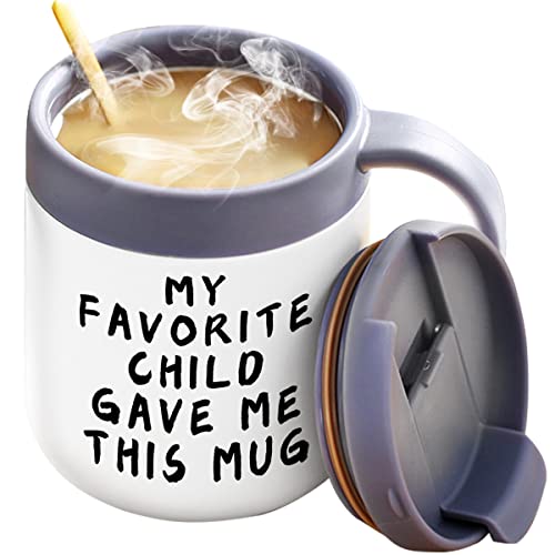 Gifts for Mom Dad Grandma Grandpa, WUJOMZ Dad Mug and Mom Mug, Christmas gifts, Stocking Stuffers for Women Men Him Her from Daughter Son, Gift Ideas Insulated Coffee Mug with Handle and Lid