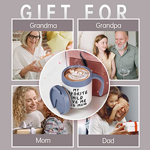 Gifts for Mom Dad Grandma Grandpa, WUJOMZ Dad Mug and Mom Mug, Christmas gifts, Stocking Stuffers for Women Men Him Her from Daughter Son, Gift Ideas Insulated Coffee Mug with Handle and Lid