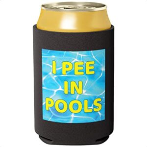 super fun, durable can coolie 12 oz. funny i pee in pools soda pop cooler sleeve, collapsible beer bottle holder, insulated drink cup wrap, neoprene gag gift, stocking stuffer or party favor present
