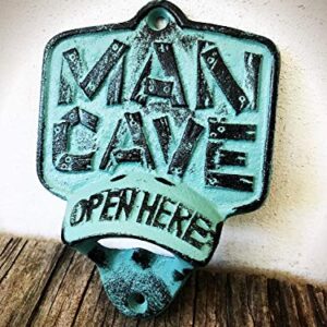 Rustic Patina Man Cave Wall Mount Bottle Opener – Durable Cast Iron – Unique Bar Décor – Men’s Stocking Stuffer