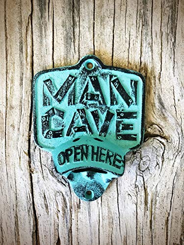 Rustic Patina Man Cave Wall Mount Bottle Opener – Durable Cast Iron – Unique Bar Décor – Men’s Stocking Stuffer