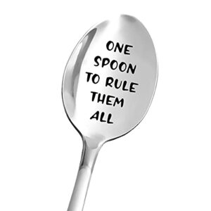 aakihi funny one spoon to rule them all engraved stainless steel for women men – coffee lovers tea lover gift dad papa mom nana daughter son friends perfect gifts birthdayvalentinechristmas