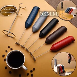 OKMIMI Milk Frother Handheld with Stand, Electric Whisk Drink Mixer for Lattes, Coffee, Cappuccino, Hot chocolate, Battery Operated(not included) Stainless Steel Mini Foamer Cool Kitchen Gadgets