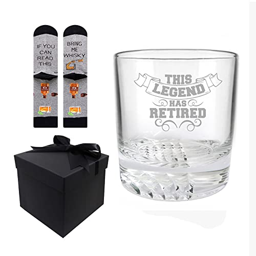 Valentines Day Gifts for Father, Retirement Gifts for Men, The Legend Has Retired Whiskey Glass, Valentines Day Stocking Stuffers