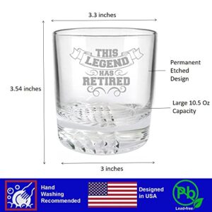 Valentines Day Gifts for Father, Retirement Gifts for Men, The Legend Has Retired Whiskey Glass, Valentines Day Stocking Stuffers