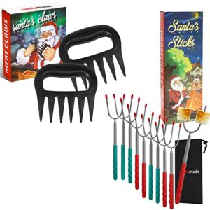 santamade santa’s claws stocking stuffers for men women, meat claws for shredding and marshmallow roasting sticks