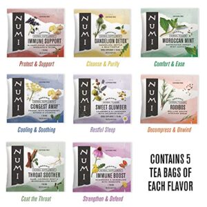 Numi Organic Tea Self-Care Sampler, Herbal Tea Gift Set, 40 Tea Bags Assortment